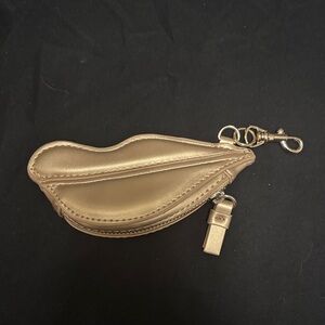 Diane von Furstenberg Gold Lip-Shaped Keychain Pouch